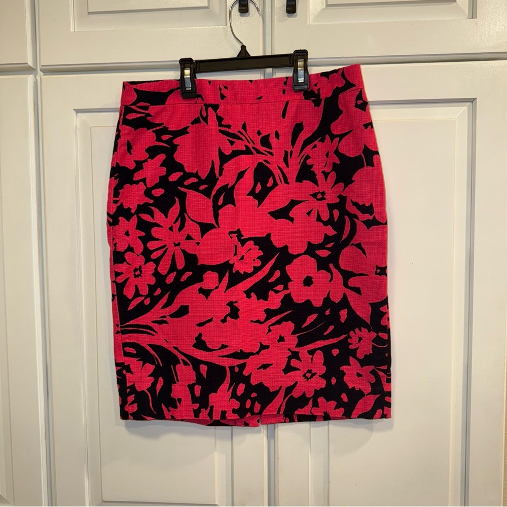 J. Crew Pencil Skirt Hot Pink/Navy- Size 2‎